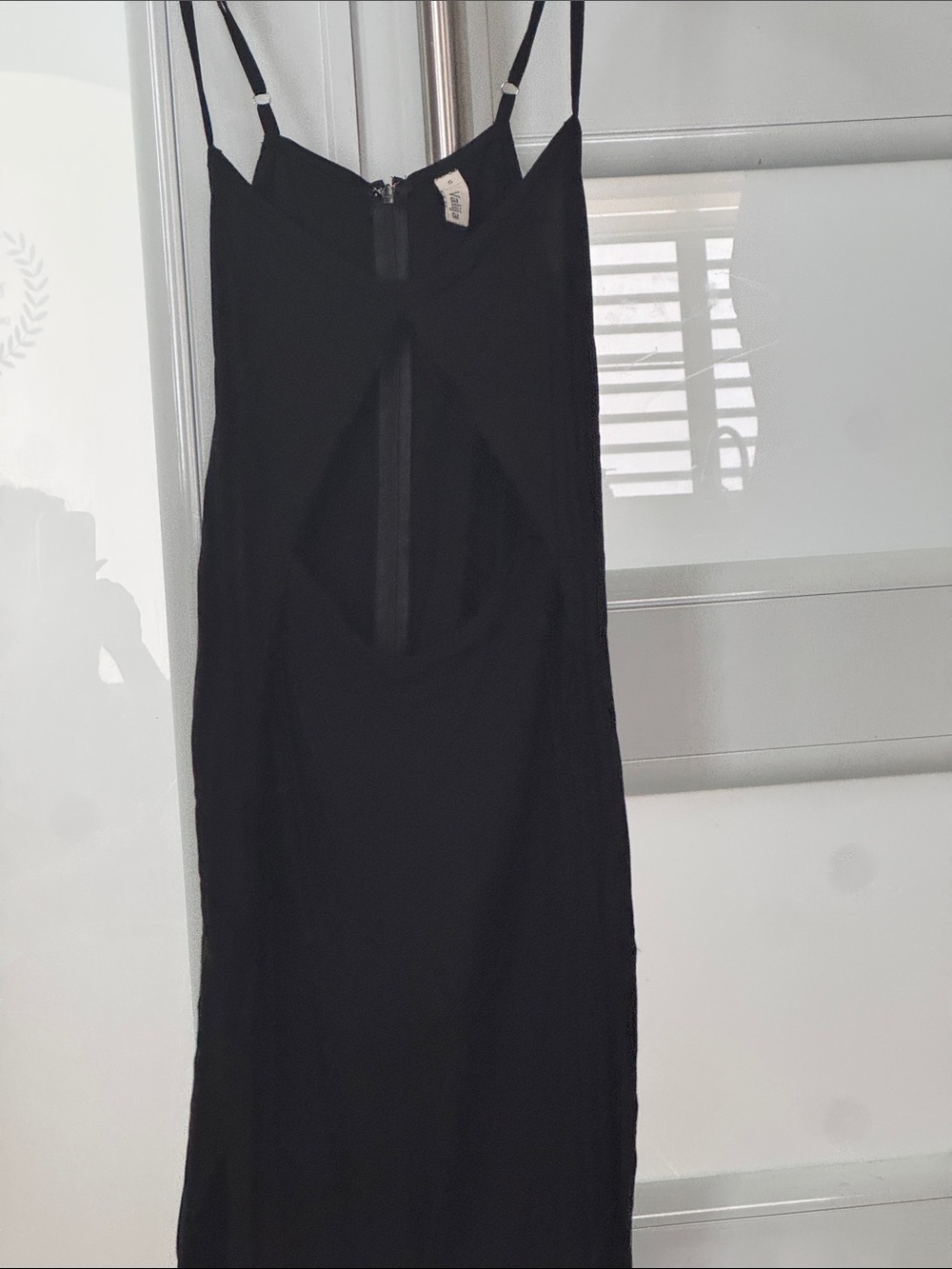 Women's Black Backless Spaghetti-Strap Dress